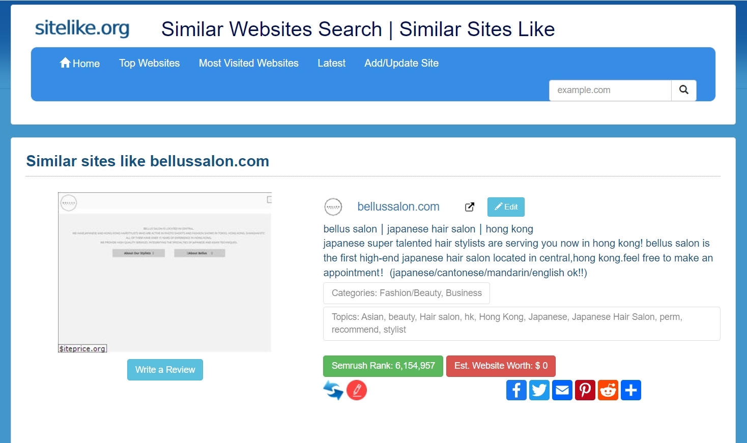 Similar sites like bellussalon.com